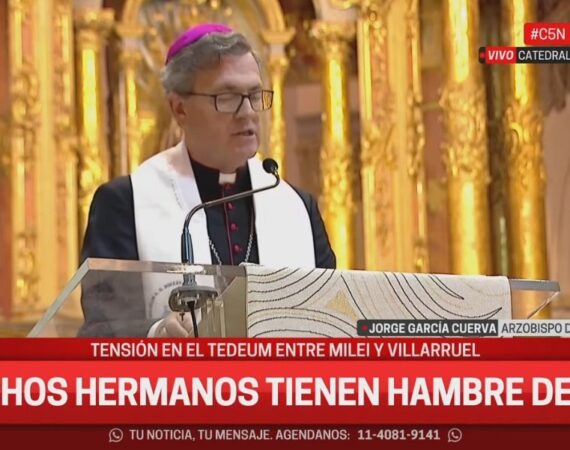 Cuerva ante Milei: “Tenemos hambre de fraternidad, para que la indiferencia, el descrédito y la descalificación no llenen nuestras mesas y no tomen el primer puesto en nuestro hogar”